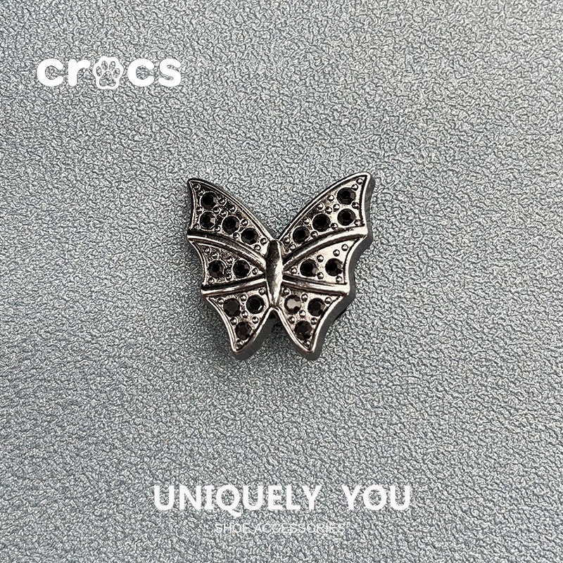 Crocs jibbitz หัวเข็มขัดโลหะ รูปผีเสื้อ ดอกไม้ สไตล์เกาหลี DIY สําหรับตกแต่งรองเท้า