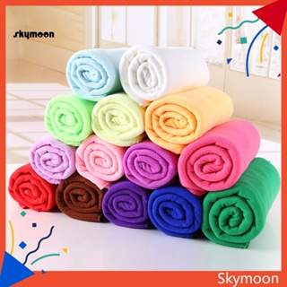 Skym* ผ้าขนหนูไมโครไฟเบอร์ ดูดซับน้ําได้ดี สีพื้น สําหรับทําความสะอาดรถยนต์