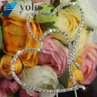 Yolo ป้ายปักหน้าเค้ก ประดับกลิตเตอร์ พลอยเทียม สีทอง และสีเงิน สําหรับตกแต่งคัพเค้กวันเกิดเด็ก