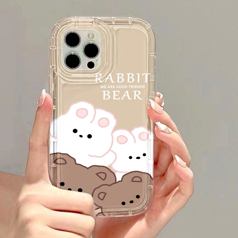 เคสโทรศัพท์ for เคส Xiaomi Redmi Note 13 12C 9A 12 11 Mi 10T Poco X6 M5 M5S X3 10S 10 Pro 5G กระต่ายขาวหมีสีน้ำตาล