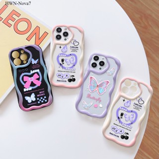 Huawei Nova Mate 40 30 P40 P30 Pro 9 7 5T SE เคสหัวเว่ย สำหรับ Case Wavy Edge Soft Silicone Cartoon Butterfly เคสนิ่ม เคส เคสโทรศัพท์ เคสมือถือ Phone casing