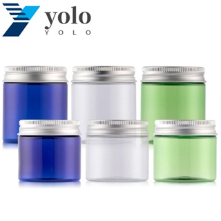 Yolo ขวดพลาสติกใส พร้อมฝาปิดอลูมิเนียม สําหรับใส่ลิปบาล์ม โลชั่น เครื่องสําอาง ครีม 2 ชิ้น