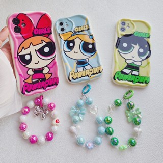 เคสโทรศัพท์มือถือซิลิโคน TPU ลายการ์ตูน Powerpuff Girls ป้องกันกล้อง พร้อมสายคล้องไข่มุก สําหรับ VIVO V20 V21E V23 V23E V25 V27 Pro S12 T1 S16 S16E