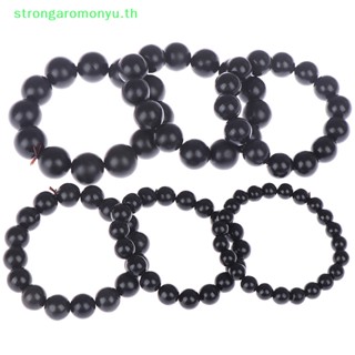 Strongaromonyu สร้อยข้อมือลูกปัดหินธรรมชาติ สีดํา สําหรับผู้ชาย ผู้หญิง 8 มม. - 18 มม.