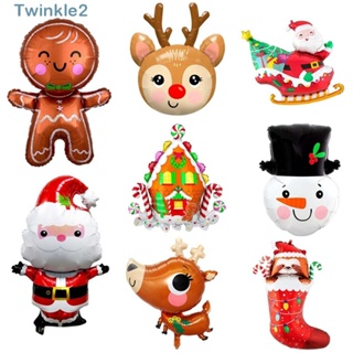 Twinkle ลูกโป่งเป่าลม ขนาดใหญ่ ฟิล์มอลูมิเนียมพองลม ลูกโป่งฟอยล์คริสต์มาส น่ารัก DIY อุปกรณ์ประกอบฉากปาร์ตี้ เด็ก คริสต์มาส สัตว์ ลูกโป่งคริสต์มาส