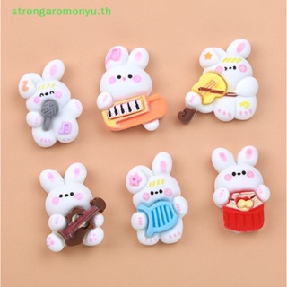 Strongaromonyu แผ่นเรซิ่น ลายการ์ตูนกระต่าย สําหรับทําเครื่องประดับ เครื่องเขียน DIY 10 ชิ้น