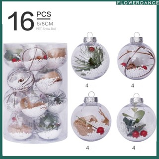 ของตกแต่งวันคริสต์มาส 8cm/16 Pet Snow Christmas Ball Set Christmas Tree Ornaments flower