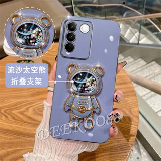 พร้อมส่ง เคสโทรศัพท์มือถือนิ่ม ลายหมีอวกาศ 3D น่ารัก พร้อมขาตั้ง สําหรับ VIVO V29 Y27 Y36 Y78 Y02T Y02A 5G 4G VIVOY27 VIVOV29 2023