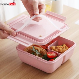 Bento กล่องอาหารกลางวันน่ารักไมโครเวฟปิคนิคแบบพกพากล่องอาหารกลางวันขนาดใหญ่พร้อมช้อนตะเกียบเด็กกล่องอาหารกลางวันฟางข้าวสาลีสำหรับเด็ก homelove