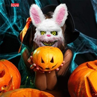 หน้ากากฮาโลวีน Plush สยองขวัญจำลองกระต่าย Headgear Mask Halloween Scary Mask Devil Plush Horror Bloody Rabbit Mask Props homelove