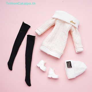 Trillioncatalpa ชุดเสื้อกันหนาว หมวก ถุงน่อง 30 ซม. อุปกรณ์เสริม สําหรับตุ๊กตา 1 ชุด