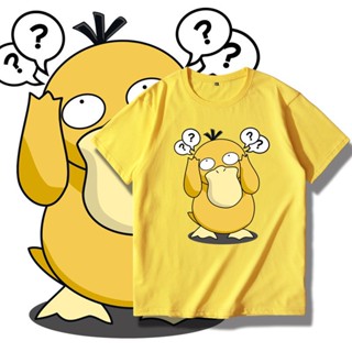พร้อมส่ง เสื้อยืดแขนสั้น พิมพ์ลายการ์ตูนโปเกม่อน เป็ด นักสืบ สินค้าคู่รัก