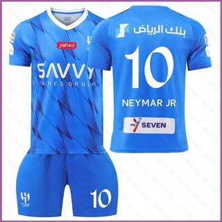 เสื้อกีฬาแขนสั้น ลายทีมชาติฟุตบอล Neymar Ani 23-24 Al-Hilal Saudi FC ชุดเหย้า 2 ชิ้น ต่อชุด