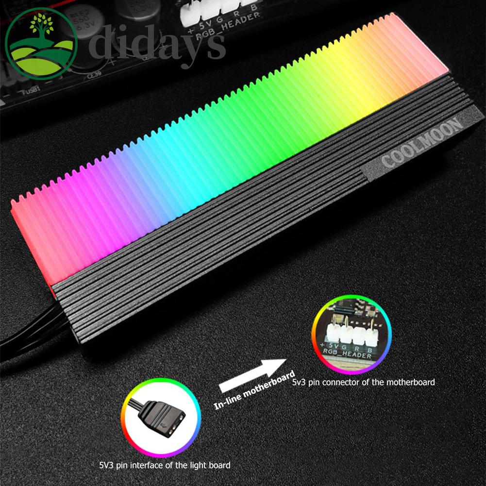 COOLMOON Cm-m2a M.2 ฮีทซิงค์ระบายความร้อน SSD 2280 - ARGB Solid State Disk Radiator