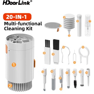 Hdoorlink 20 In 1 ชุดแปรงทําความสะอาดหูฟัง ปุ่มกด ที่ดึง กล้อง โทรศัพท์ แท็บเล็ต ทีวี เครื่องมือทําความสะอาดหน้าจอ พร้อมกล่องเก็บ สําหรับหูฟัง