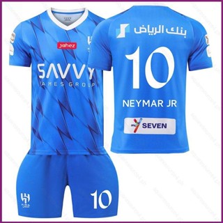 Yx เสื้อกีฬาแขนสั้น ลายทีมชาติฟุตบอล Neymar Al-Hilal Saudi FC 23-24 ชุด 2 ชิ้น ต่อชุด