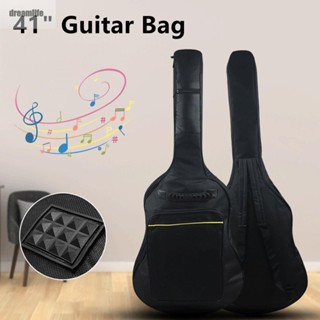 【DREAMLIFE】Guitar Bag Acoustic Backpack Bag Black Case Double Guitar Padded Straps