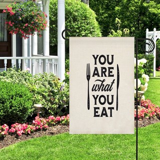 ธงแบนเนอร์ ผ้าฝ้าย ผ้าลินิน ลาย You Are What You Eat สําหรับแขวนตกแต่งบ้าน สวน ในร่ม กลางแจ้ง 1 ชิ้น