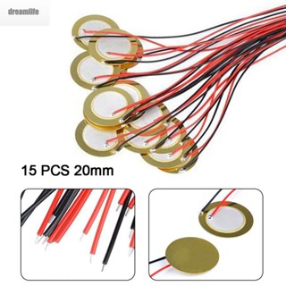 【DREAMLIFE】Piezo Discs 15pcs 20mm Diameter 300Ω Max 50000PF +/- 30% Brass Brand New