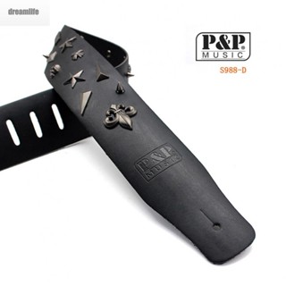 【DREAMLIFE】Adjustable Leather Guitar Strap for Electric/Acoustic Guitar Stylish and Durable