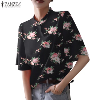 Zanzea Celmia เสื้อเบลาส์ลําลอง แขนสั้น พิมพ์ลายดอกไม้ สง่างาม สําหรับผู้หญิง