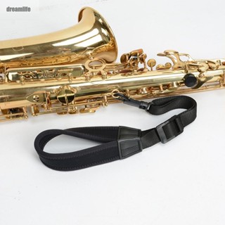 【DREAMLIFE】Saxophone Neck Strap Approx3.7cm/1.5in Black Elastic Material Excellent Gift