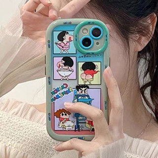 เคสโทรศัพท์มือถือ ป้องกันกล้อง กันกระแทก ลายการ์ตูนชินจัง สําหรับ iPhone 14 13 12 11 Pro Max