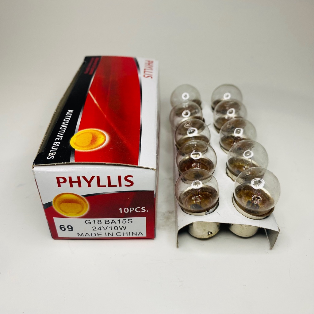 หลอดไฟ Phyllis 69 G18BA15S 24V 10W (10 หลอด)