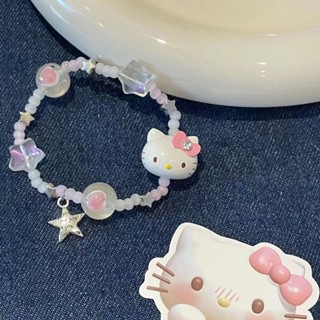 สร้อยข้อมือ จี้ลูกปัด รูปการ์ตูน Hello Kitty เข้ากับทุกการแต่งกาย สําหรับผู้หญิง 2023