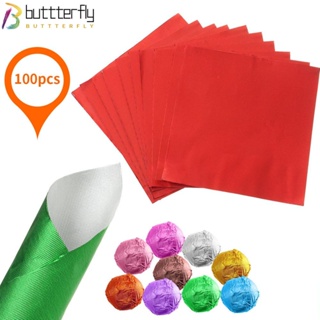 Buttterfly ฟอยล์อลูมิเนียม สีทอง สําหรับตกแต่งขนมช็อคโกแลต เบเกอรี่ งานแต่งงาน DIY 100 ชิ้น