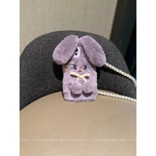 เคสโทรศัพท์มือถือ ผ้ากํามะหยี่ขนนิ่ม แต่งหูกระต่ายน่ารัก พร้อมสายคล้องไข่มุก สําหรับ Vivo V25 V25E V27 V27E V23 V21 V20 SE V19 V15 V17 V11 V10 Pro