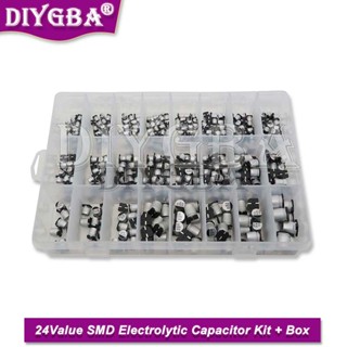 Igmopnrq 1UF~1000UF ตัวเก็บประจุอลูมิเนียมไฟฟ้า 6.3V-50V 24Value SMD พร้อมกล่อง 400 ชิ้น