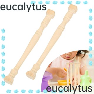 Eucalytus1 โมเดลเสาไม้จิ๋ว พร็อพถ่ายภาพ สไตล์โรมัน สําหรับตกแต่งบ้านตุ๊กตา 1:12 2 ชิ้น