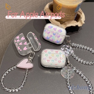 เคสหูฟัง TPU นิ่ม แบบใส พิมพ์ลายหัวใจ กันหาย พร้อมจี้ห้อย สําหรับ Airpods Pro 2 3 1