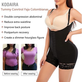 KODAIRA ต้นขา Slimmer บอดี้สูท Shaper ลูกไม้เย็บตะขอและปิดตายืดรัดตัวผู้หญิง Shapewear สีดำ