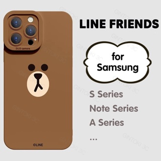 LINE FRIENDS เคสโทรศัพท์มือถือแบบนิ่ม กันรอยกล้อง ลายการ์ตูนหมีบราวน์ สําหรับ Samsung Galaxy M11 M01s M12 M13 4G M22 M32 M23 M33 M52 M53 M54 5G M60s