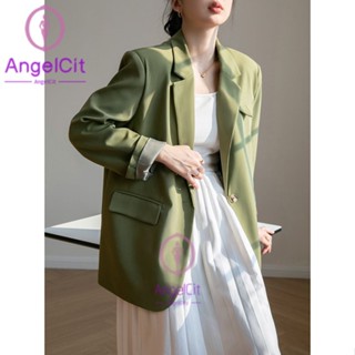 Angelcity※ เสื้อเบลเซอร์ ทรงหลวม สไตล์เกาหลี อังกฤษ พรีเมี่ยม สําหรับผู้หญิง