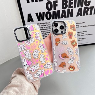 เคสป้องกันโทรศัพท์มือถือ ลายกระต่าย และหมี สําหรับ iPhone X XS XR 11 12 13 14 Plus Pro Max