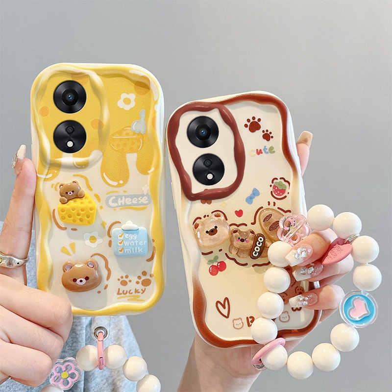 เคส oppo a58 เคสออปโป้ a78 เคสโทรศัพท์มือถือ ลายตุ๊กตา 3D สีครีม สําหรับ