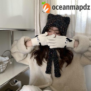 Oceanmapdz ถุงมือผ้าแคชเมียร์ถัก แม่เหล็ก หน้าจอสัมผัส ขนาดใหญ่ น่ารัก เหมาะกับหน้าหนาว สําหรับกลางแจ้ง