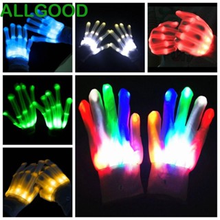 Allgoods ถุงมือเรืองแสงในที่มืด LED รูปกะโหลก เรืองแสงในที่มืด ของเล่นคริสต์มาส