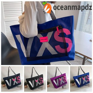 Oceanmapdz กระเป๋าสะพายไหล่ ทรงโท้ท พิมพ์ลายตัวอักษร สไตล์เกาหลี ระบายอากาศ แยกแห้ง เปียก สะพายข้าง เดินทาง