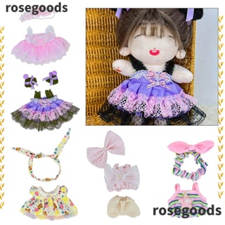 Rosegoods1 ชุดมินิเดรสกระโปรง ลายการ์ตูน ขนาด 20 ซม. แบบเปลี่ยน DIY สําหรับตุ๊กตาเด็กผู้หญิง