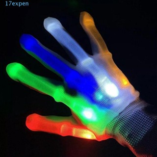 Expen ถุงมือเรืองแสง LED รูปกะโหลก สําหรับเวที เครื่องแต่งกาย