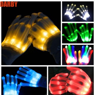 Darby ถุงมือเรืองแสง LED รูปหัวกะโหลก เรืองแสง สําหรับปาร์ตี้ฮาโลวีน