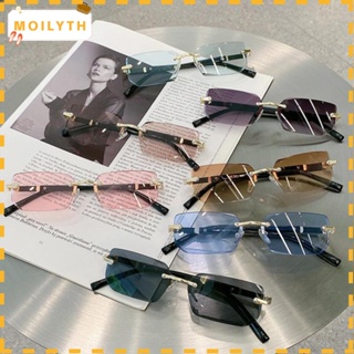 Moilyth แว่นตากันแดด ไร้กรอบ ป้องกัน UV400 Y2K ทรงสี่เหลี่ยมผืนผ้า แฟชั่น สําหรับผู้หญิง และผู้ชาย