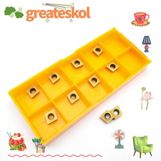 Greateskol เม็ดมีดกลึงคาร์ไบด์ ทรงสามเหลี่ยม พร้อมกล่อง สีเหลือง 10 ชิ้น060204 เครื่องกลึง UE6020 TCMT