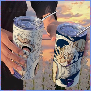 [Anime Peripheral Limited Water Cup] กระติกน้ําร้อน ลายการ์ตูนอนิเมะ One Piece Nika พร้อมหลอด แบบพกพา คุณภาพสูง สําหรับนักเรียน