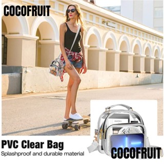 Cocofruit กระเป๋า PVC แบบใส กันน้ํา มีซิป สีพื้น แฟชั่นสําหรับผู้หญิง และนักเรียน