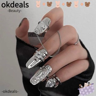 Okdeals แหวนนิ้วมือ เรียบง่าย อุปกรณ์เสริม สําหรับตกแต่งเล็บ